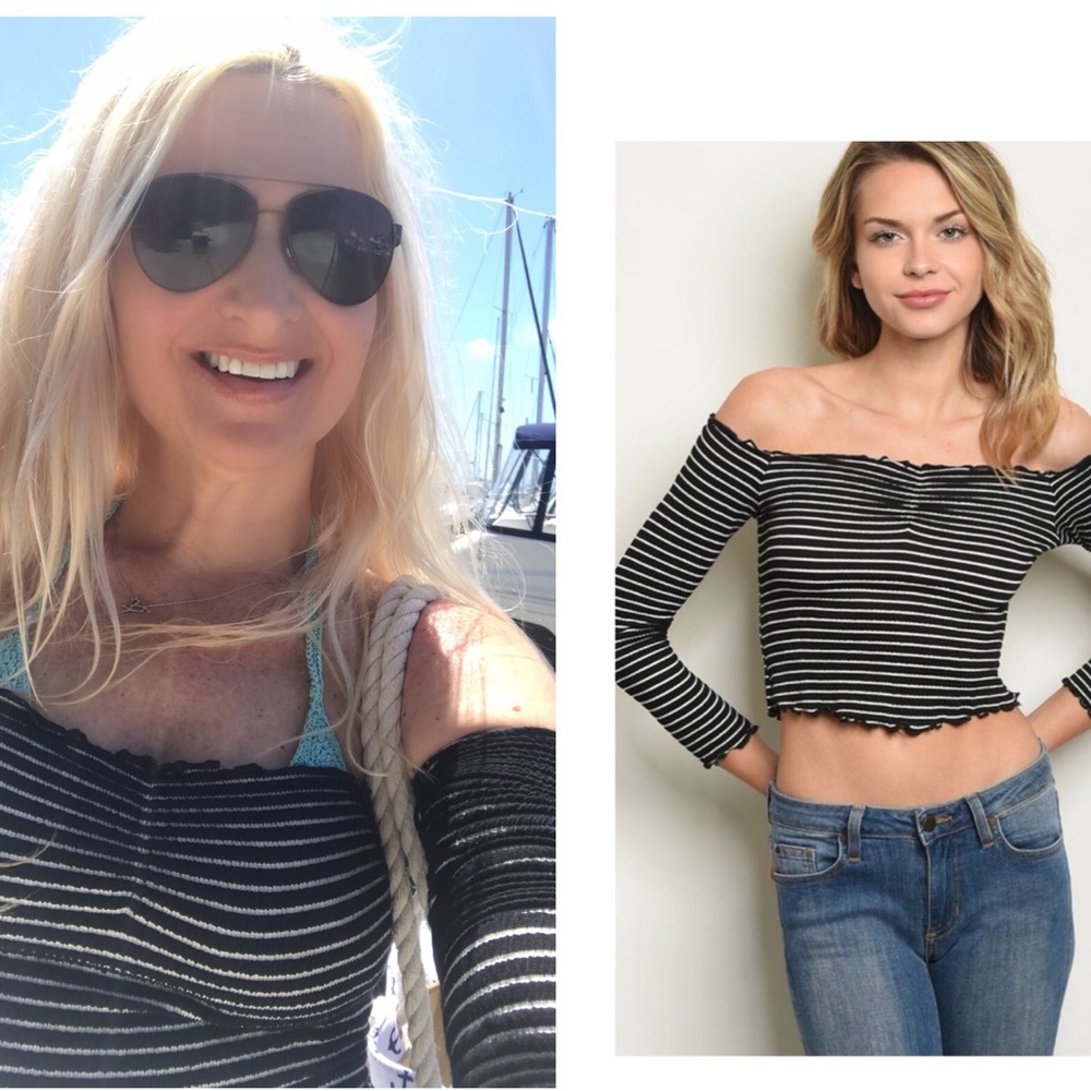 ☕️Black and Off the Shoulder Crop Top 🌟